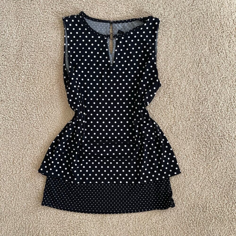 WHBM black and while polka dot sleeveless tank top - Size S